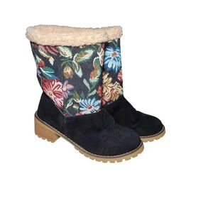 Tapestry Faux Suede Sherpa Lined Boot